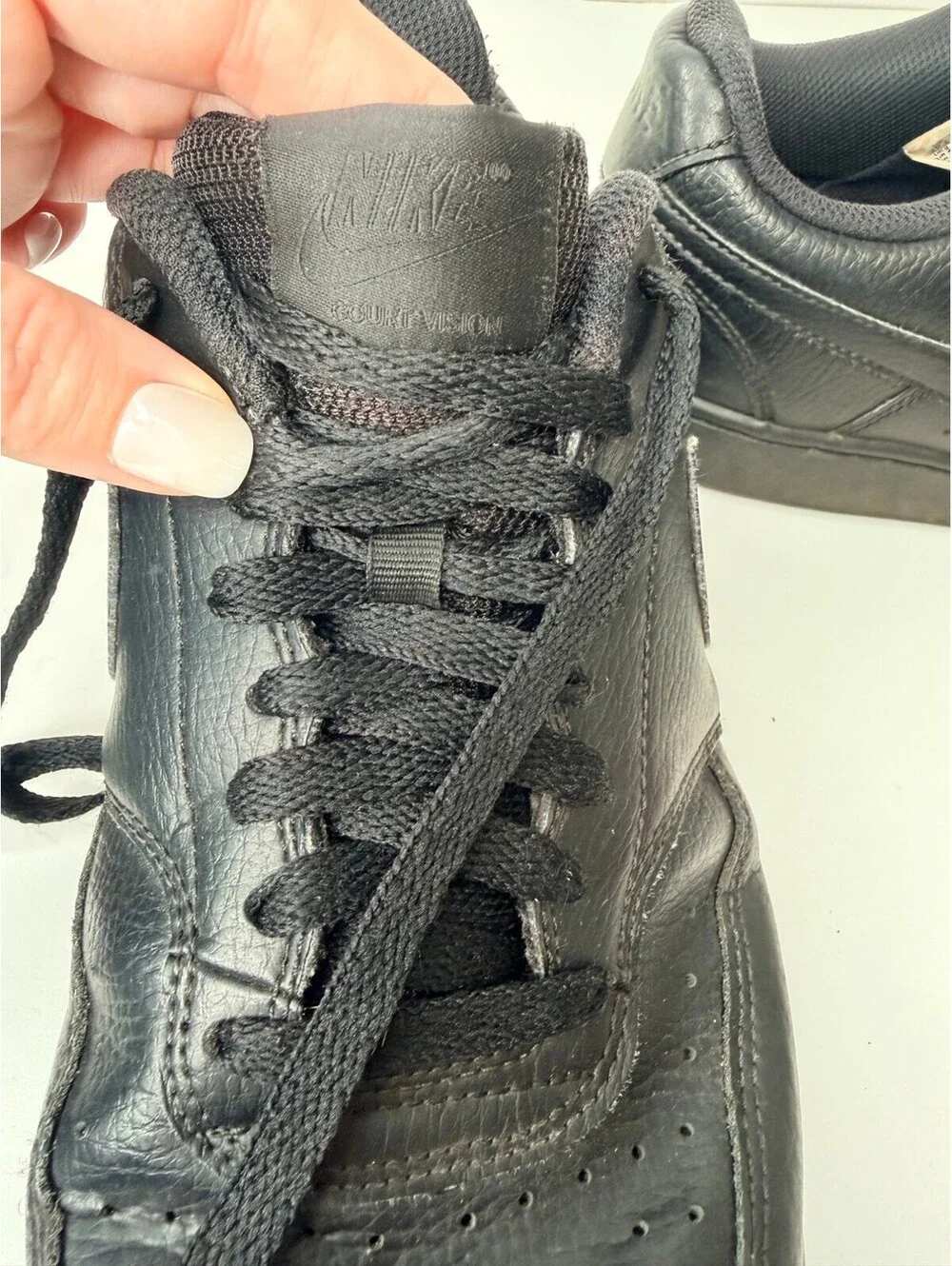 Nike Court Vision Low black leather sneakers mens size 10.5
